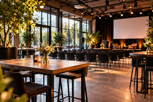 Stijlvolle evenementenruimte in warm licht